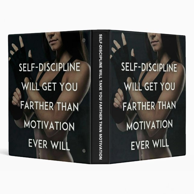 Discipline vs Motivation - Women's Gym Inspiration 3 Ring Binder (Background)