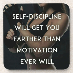 Discipline vs Motivation - Women's Gym Inspiration Beverage Coaster