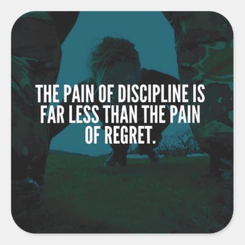 Discipline - Workout Inspirational Square Sticker by physicalculture at Zazzle