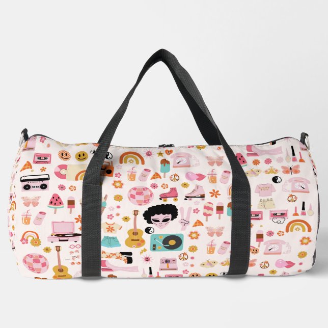 disco 1970s alien funky groovy  duffle bag (Front)