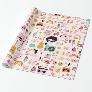disco 1970s alien funky groovy wrapping paper