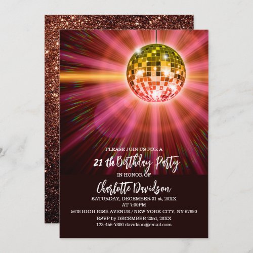 Disco 21 th Birthday Party Invitation