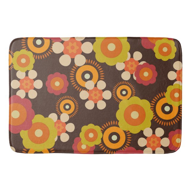 Disco 70s 60s Retro Flowers Pop Culture Bath Mat (Front)