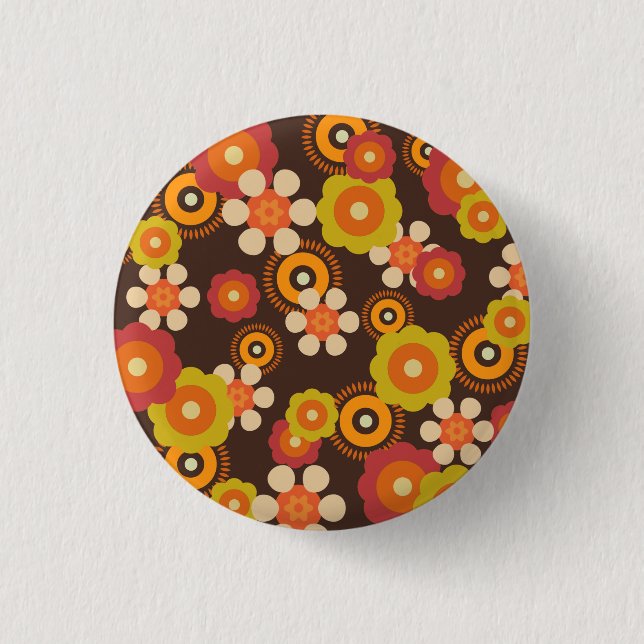 Disco 70s 60s Retro Flowers Pop Culture Button (Front)