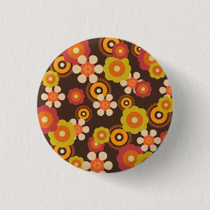 Disco 70s 60s Retro Flowers Pop Culture Button