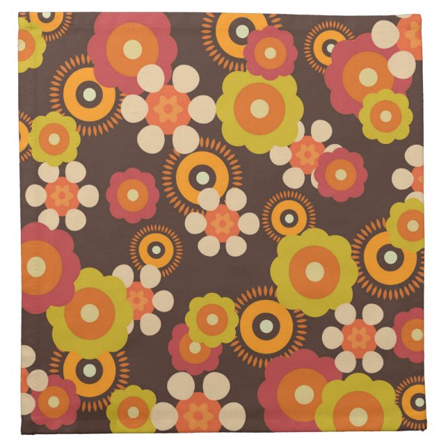 Disco 70s 60s Retro Flowers Pop Culture Cloth Napkin (Front)