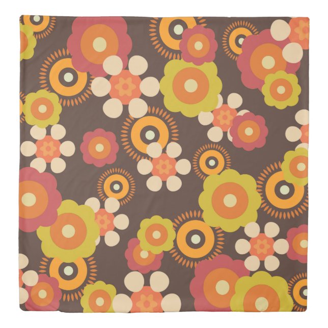Disco 70s 60s Retro Flowers Pop Culture Duvet Cover (Front)