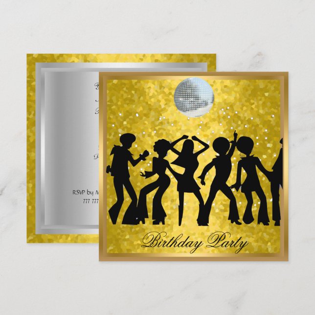 Disco 70's Birthday Party Invitation Retro (Front/Back)