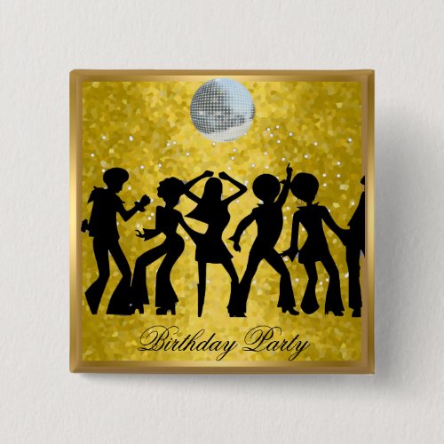 Disco 70s Birthday Party  Retro  button