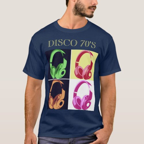Disco 70s Blue Pop Art Music Entertainment Retro T_Shirt