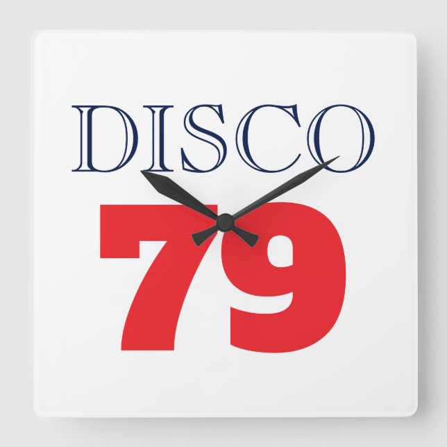 Disco 79 Pop Art Music Entertainment Retro Square Wall Clock (Front)