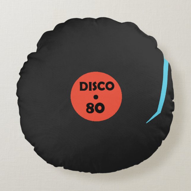 Disco 80 Dance Round Pillow - Black (Front)