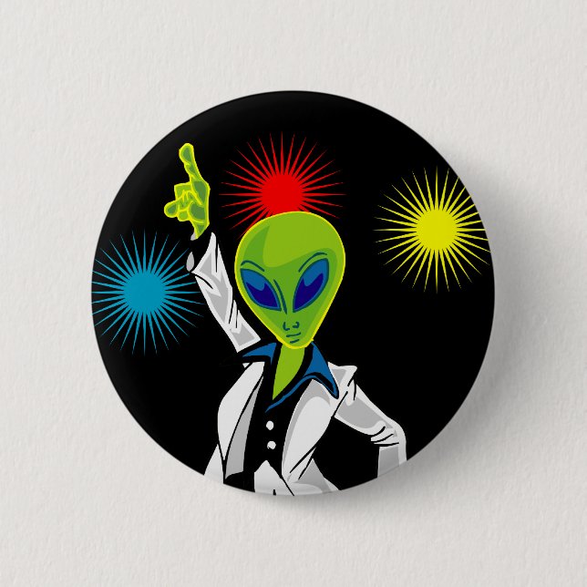 Disco Alien Pinback Button (Front)
