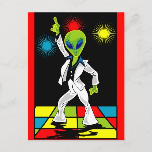 Disco Alien Postcard