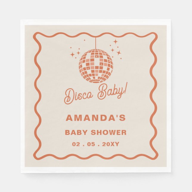 Disco Baby Retro Groovy Disco Baby Shower Napkins (Front)