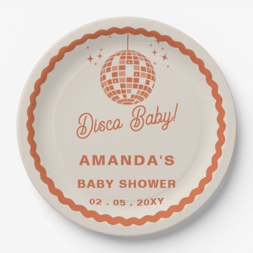 Disco Baby Retro Groovy Disco Baby Shower Paper Plates