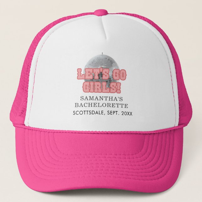 Disco Bachelorette Girls Weekend Party Retro Trucker Hat (Front)