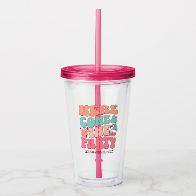 Disco Bachelorette Party Groovy Retro 80's 70's Acrylic Tumbler (Front)