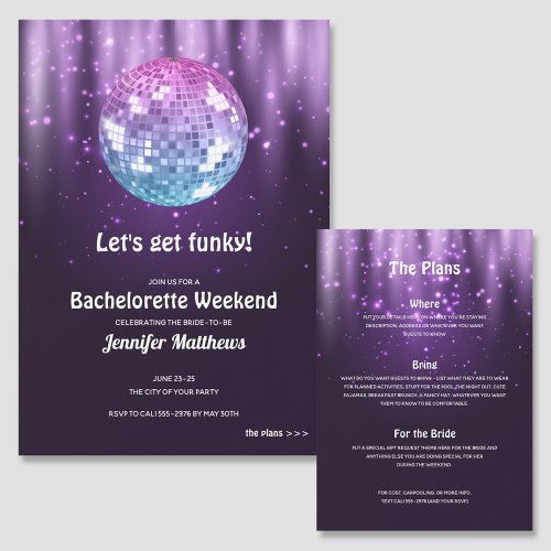 Disco Bachelorette Party Invitations