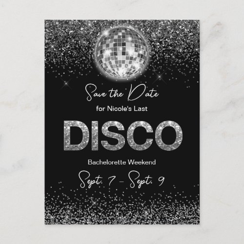 Disco Bachelorette Party Weekend Save The Date Postcard