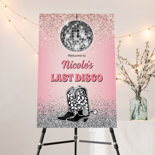 Disco Bachelorette Retro Custom Party Sign (In Situ (Stand))
