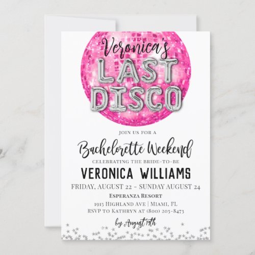 Disco Bachelorette Weekend Invitation