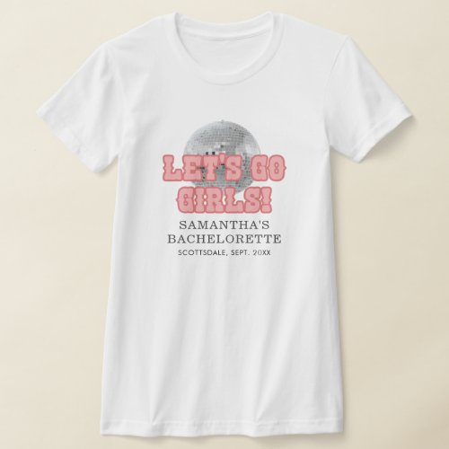 Disco Bachelorette Weekend Party Retro 70s Pink  T_Shirt