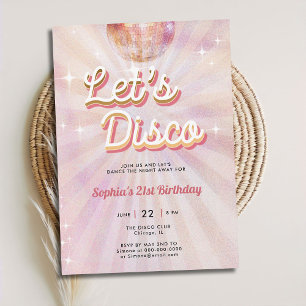 Disco Ball 70s Dance Party Retro 21st Birthday Invitation