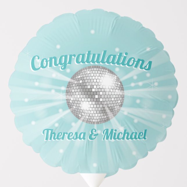 Disco Ball Baby Shower Blue Boy Balloon (Front)