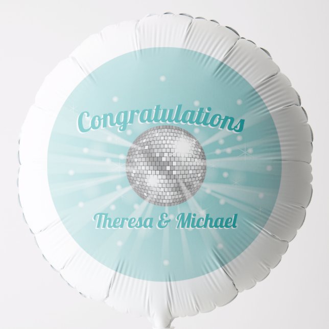 Disco Ball Baby Shower Blue Boy Balloon (Front)
