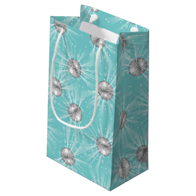 Disco Ball Baby Shower Blue Boy Small Gift Bag (Back Angled)