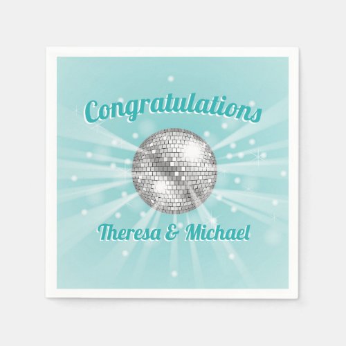 Disco Ball Baby Shower Groovy Blue Boy Napkins