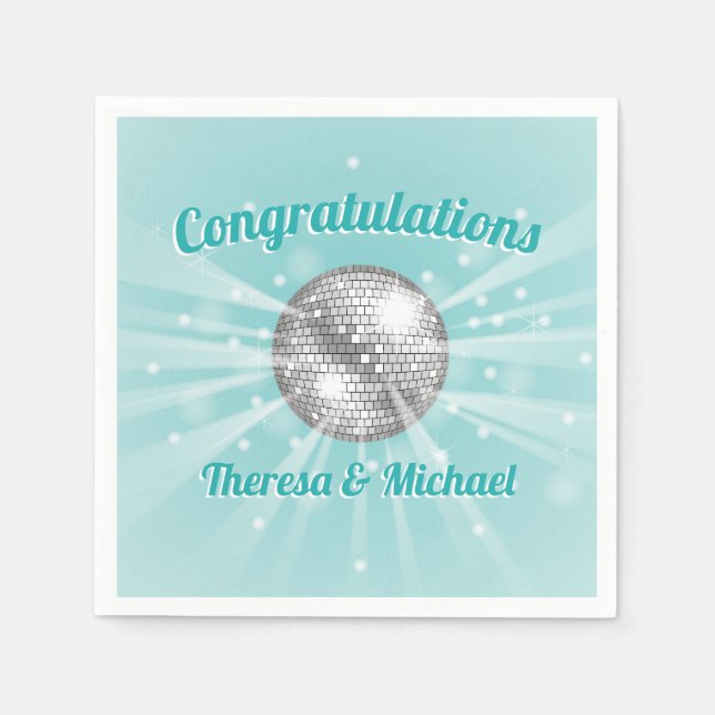 Disco Ball Baby Shower Groovy Blue Boy Napkins (Front)