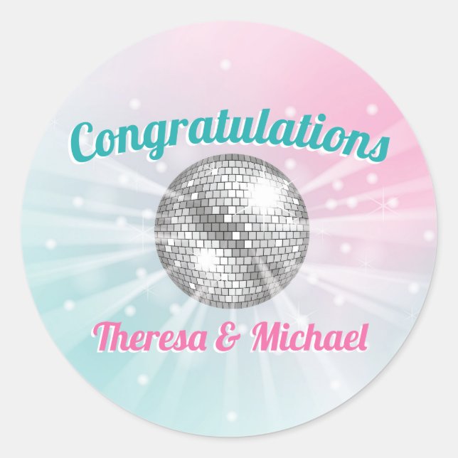 Disco Ball Baby Shower Groovy  Classic Round Sticker (Front)