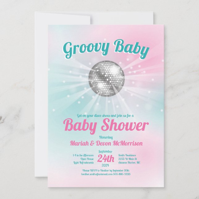 Disco Ball Baby Shower Groovy Invitation (Front)