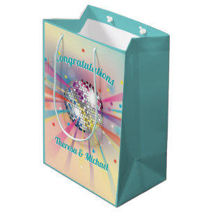 Disco Ball Baby Shower Groovy Pastel Rainbow Medium Gift Bag