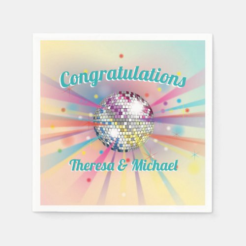 Disco Ball Baby Shower Groovy Pastel Rainbow Napkins