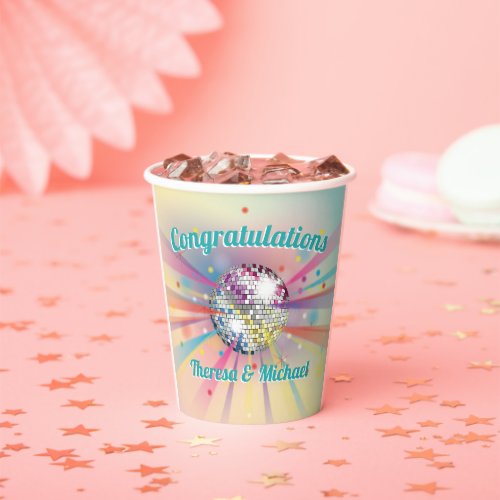 Disco Ball Baby Shower Groovy Pastel Rainbow Paper Cups