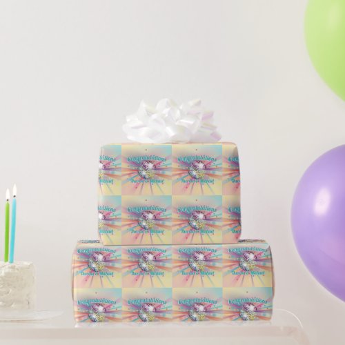 Disco Ball Baby Shower Groovy Pastel Rainbow Wrapping Paper