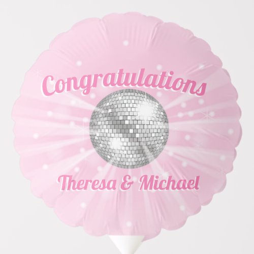 Disco Ball Baby Shower Groovy Pink Girl Balloon