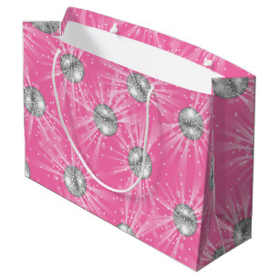 Disco Ball Baby Shower Groovy Pink Girl Large Gift Bag