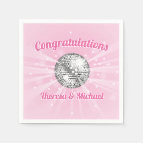 Disco Ball Baby Shower Groovy Pink Girl Napkins