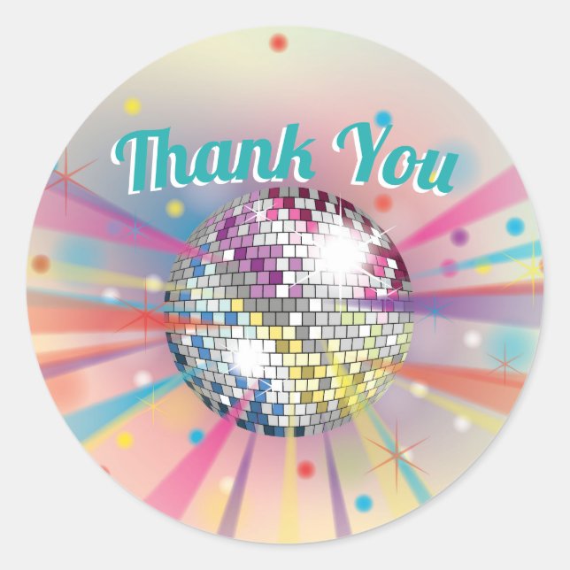 Disco Ball Baby Shower Groovy Thank You Classic Round Sticker (Front)