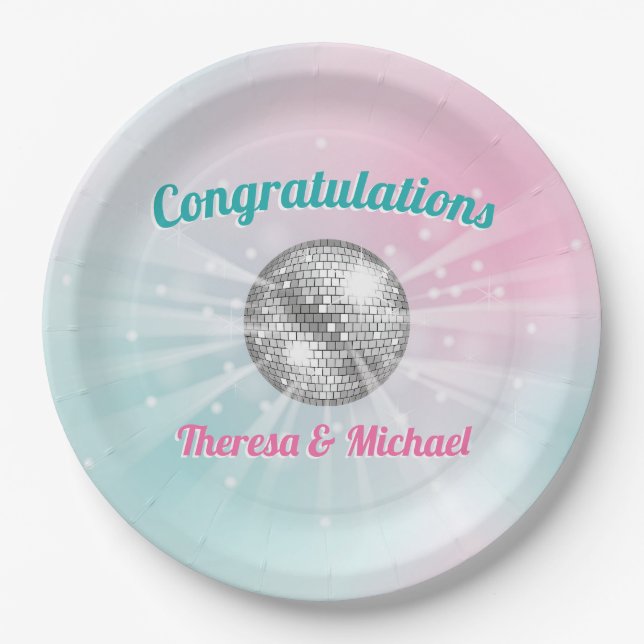 Disco Ball Baby Shower Paper Plates (Front)
