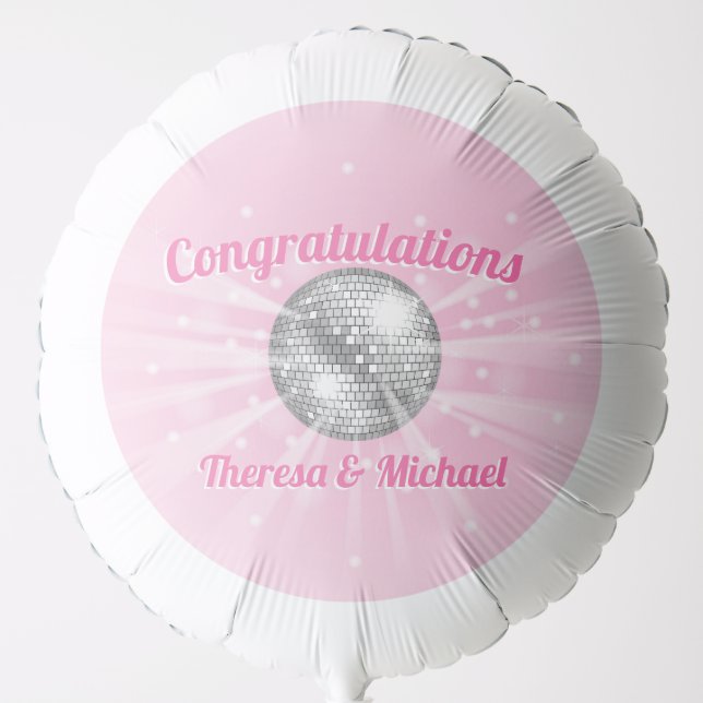 Disco Ball Baby Shower Pink Girl Balloon (Front)