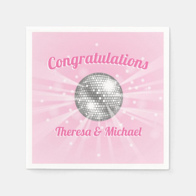 Disco Ball Baby Shower Pink Girl Napkins (Front)