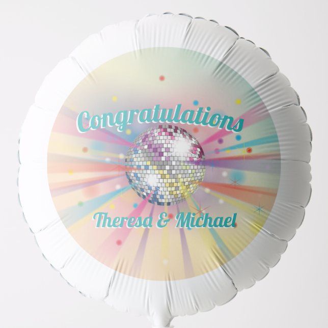 Disco Ball Baby Shower Rainbow Balloon (Front)