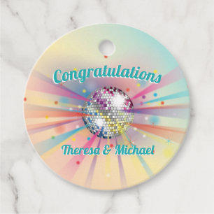Disco Ball Baby Shower Rainbow Favor Tags