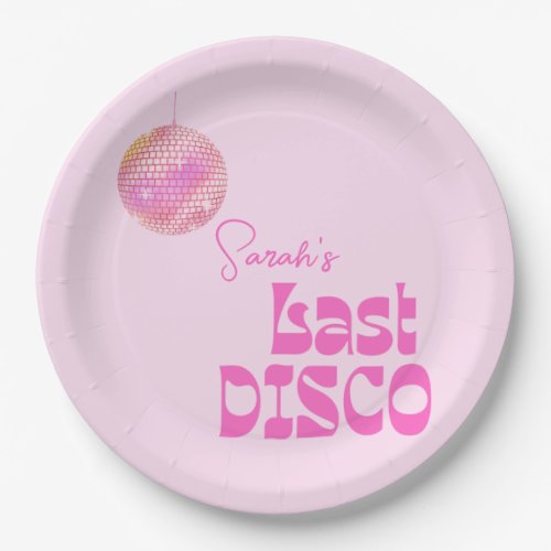 Disco Ball Bachelorette Pink Paper Plates