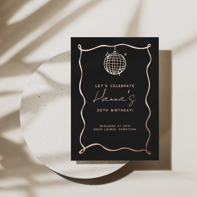 Disco Ball Birthday Foil Invitation (Minimalist Disco Birthday Foil Invitation)
